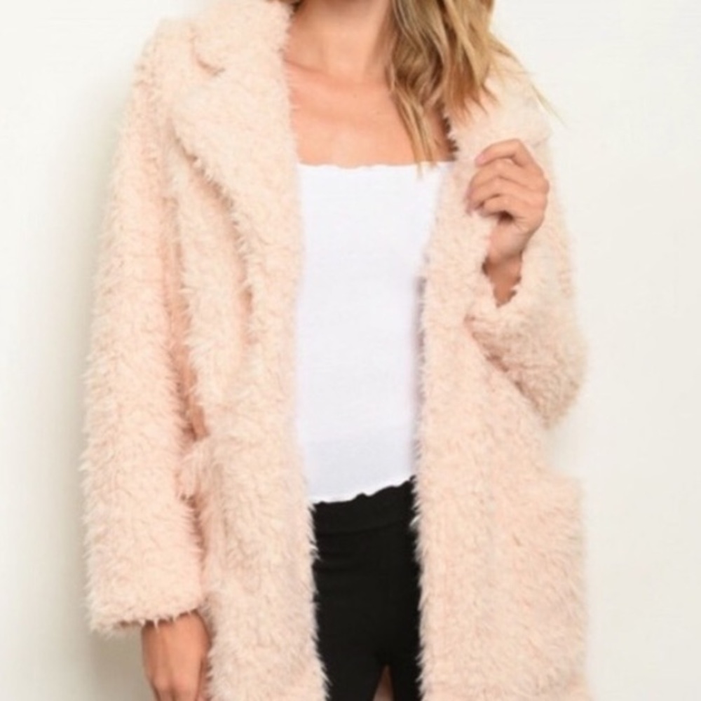 Shop The Trends Fuzzy Jacket Blush